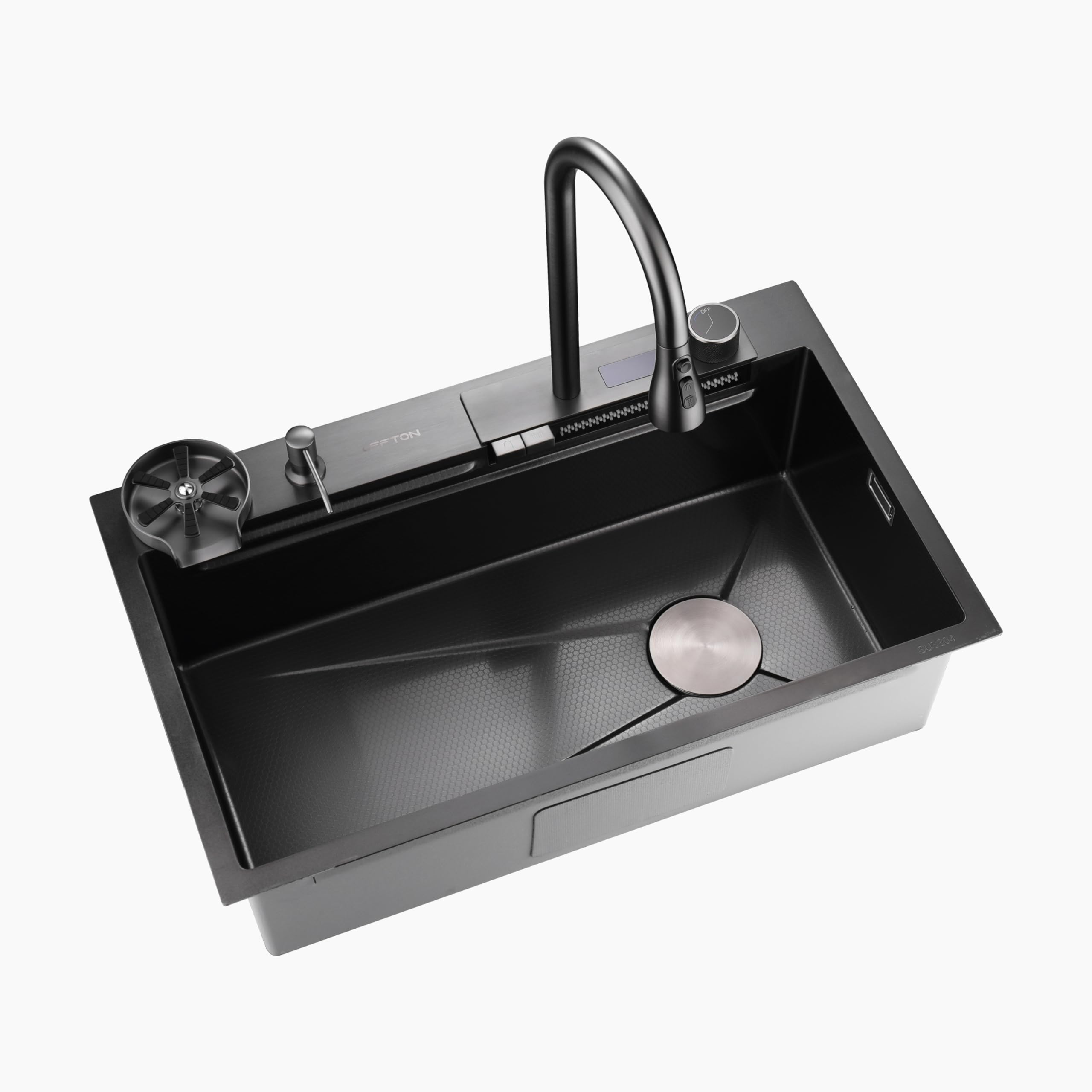 Lefton 304 Stainless Steel Waterfall Kitchen Sink Set with Pull